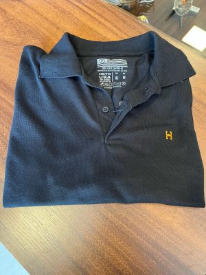 CAMISA POLO HOLSTEIN PRETA LOGO LARANJA 1220