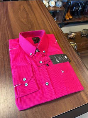 CAMISA MANGA LONGA HOLSTEIN XADREZ ROSA PINK 9017