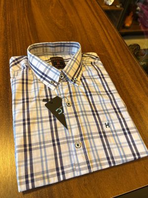 CAMISA MANGA CURTA HOLSTEIN XADREZ AZUL/BC 8108