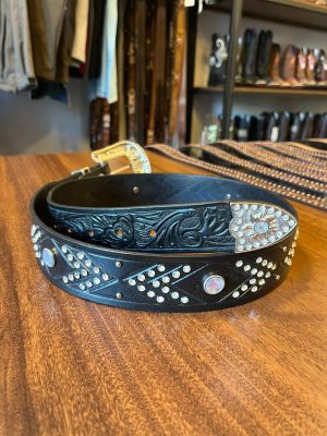 CINTO MASTER FEMININO PRETO C/ STRASS 2414