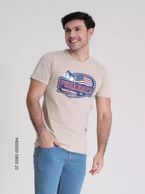 CAMISETA PURA RAÇA BEGE ESTAMPA 000084