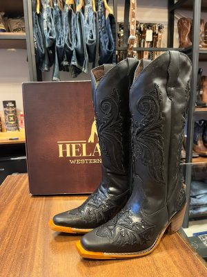 BOTA HELAZZA FEMININA BICO FINO LASER BRILHO SOLADO COURO 91726